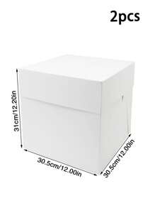 1pc/2pcs/4pcs Cake Boxes, Large Size White Bakery Boxes, Square Cardboard Cake Boxes, Multilayer Cake Decorating Supplies For Wedding, Birthday, Party - Paper - View 13