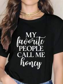 My Favorite People Call Me Honey T Shirt Gift For Women - Black - View 1