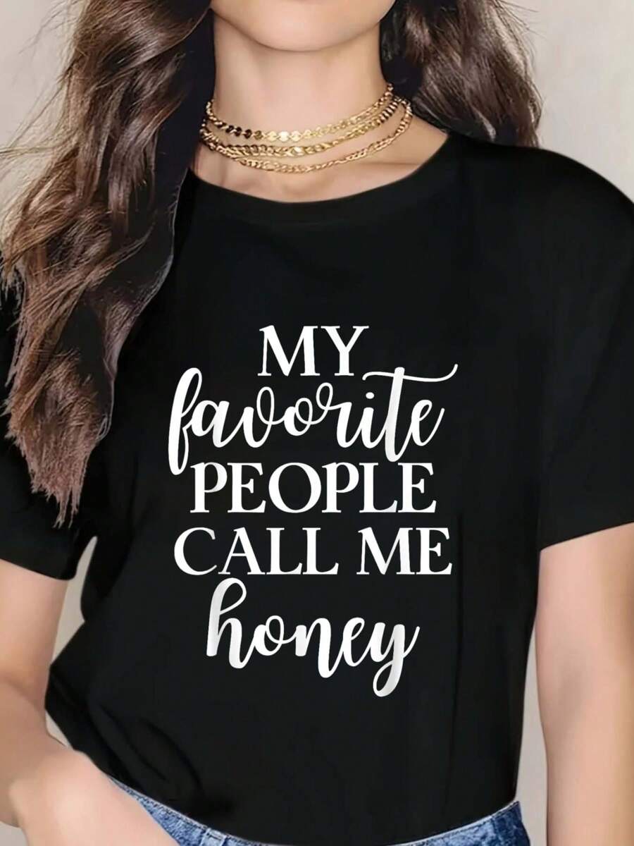 My Favorite People Call Me Honey T Shirt Gift For Women - Black - View 1