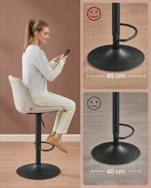 VASAGLE Barhocker 2er Set, Barstühle höhenverstellbar, drehbare Küchenhocker, mit Rückenlehne und Fußstütze, Esszimmer, Theke, Stahl