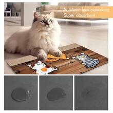 1pc Cat Climbing Wall Print Pet Feeding Mat, Easy To Clean Pet Bowl Mat, Dog Cat Cage Pad,Suitable For All Seasons - Multicolor - View 6