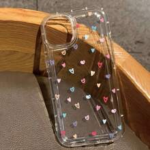 1pc Vibrant Air Cushion Phone Case For  15, 14, 13, 12, 11, XS, XR, X, 7, 8, Mini, Plus, ProMax - Cute Pattern, Colorful, Little Love Design Valentine's Day Phone Cases  Case  17 Pro Max Case  16 Case - 無色 - 查看 3