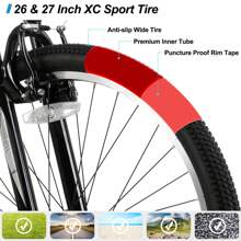 Hiland Bamcbase 26/27.5/29 Inch Adult Mountain Bike, Hardtail MTB Bike For Men And Women With Shimano 21-Speed Rear Derailleur, V-Brakes, Suspension Front Fork & High-Carbon Steel Frame (Grey, Black & Blue) - Màu xanh lam - Xem 6