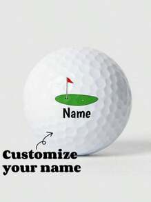 3 pièces Balles de golf personnalisées, personnalisez votre nom sous le logo vert, balles de pratique rondes en caoutchouc à double couche, convient pour les sports d'extérieur et d'intérieur, cadeau de golf parfait pour papa, père, oncle, frère, mari, fils, mère, femme, sœur, professeur, ami, patron, collègue