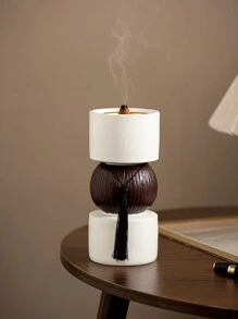 1 pieza Quemador de incienso de resina con forma de mancuerna en estilo de bloque de color, blanco y negro, de estilo minimalista moderno, accesorio para fragancia, apto para sala de estar, escritorio, hogar, oficina, hotel, sala de estar, decoración navideña