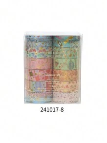 12 Cuộn/Hộp, Băng dính Washi in hoa cây cảnh nóng và họa tiết bạc, Vật liệu trang trí DIY thủ công cho học sinh - Thiết kế họa tiết tinh tế cho trái cây, bướm, sinh vật biển, Băng dính che sổ lưu niệm nhật ký - Nhiều màu - Xem 20