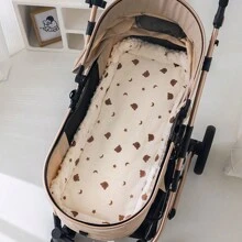 1pc Baby Stroller Plush Warm Cushion, Cartoon Printed Soft & Comfortable Clean Pad, Fur Lining Stroller & Car Seat Pad, Suitable For All Seasons