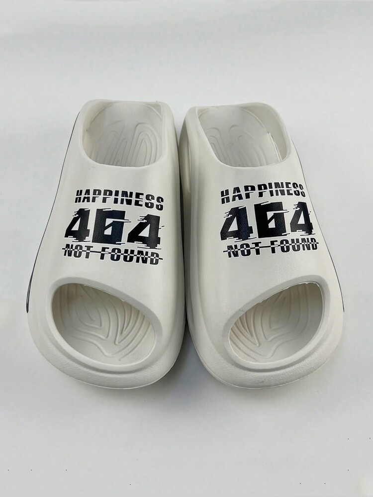 男士加厚底一脚蹬拖鞋，时尚品牌室内/户外运动拖鞋，夏季防水快干沙滩凉鞋 - 白色 - 查看 3