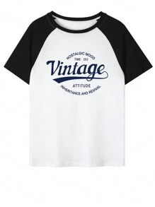 Summer New Women Loose Leisure Versatile Letter & Floral Pattern Splice Design T-Shirt Top - White - View 3