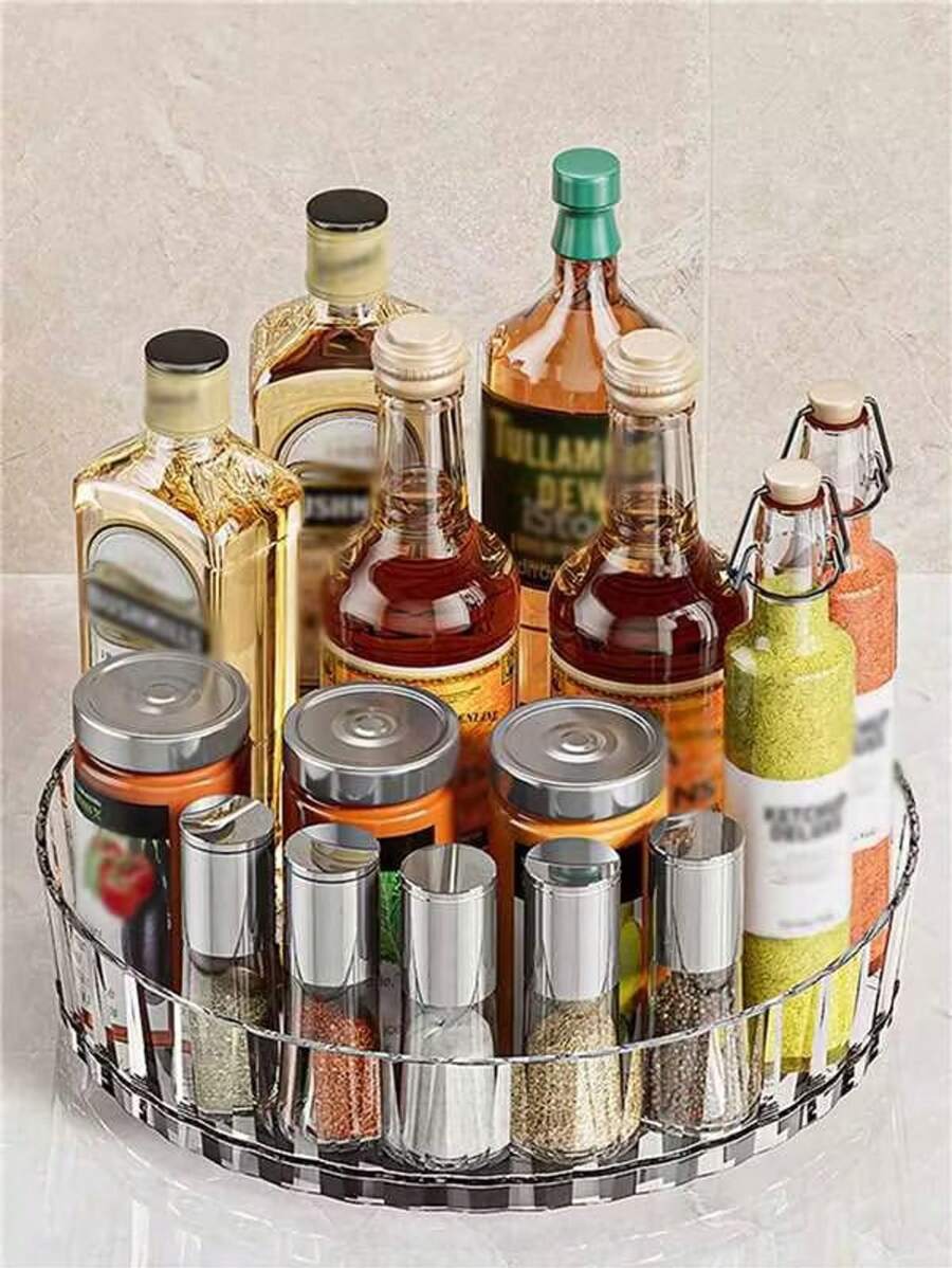 1 prato giratório giratório, bandeja de armazenamento para vários condimentos, óleo, sal, molho e vinagre na cozinha, rack de armazenamento, prato de frutas de mesa e rack de temperos, talheres giratórios antiderrapantes e caixa de armazenamento de mesa giratória de garrafa de tempero, gire suavemente a bandeja, pegue facilmente fora, sem limpeza de cantos mortos, fácil de enxaguar, aproveitar o tempo, adequado para salas de estar, banheiros, armários, geladeiras e mesas de jantar, acessórios de
