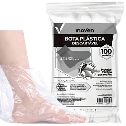 Botinha Plástica Descartável para Spa dos Pés Inoven 100 Und