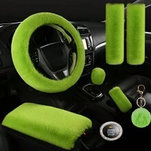 8-Piece Combination Pink Goddess Plush Car Steering Wheel Cover, Rex Imitation Rabbit Fur Fluffy Steering Wheel Cover, Classic And Fashionable Car Steering Wheel Protection Cover,Purple Car Accesaories - one-size - View 19