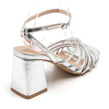 Elegant Minimalist High Heel Sandals, Summer - Silver - View 4