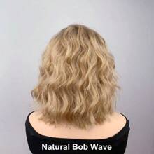 Mid-Length Ombre Golden Wavy Curly Wig, Women's Natural Curly Hairstyle, High-Temperature Silk Synthetic Fiber, Rose Net Cap, Natural Appearance, Suitable For Daily Wear And Parties, Short Hair Wig - Multicolor - View 5