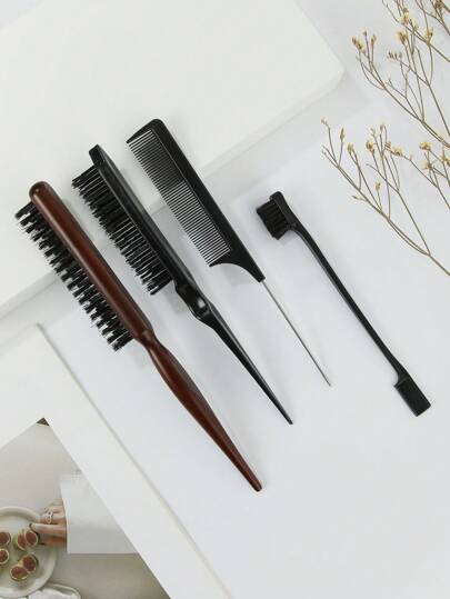 4pcs Hair Styling Brush Set, Including Shaping Brush - Unisex - Fragrance-Free Mane Professional Hairstyling Brush, Suitable For Thick/Thin Hair, No Power Needed To Create Gradient Hairstyles, Cleaning Comb, Smooth Hairstyle, Anti-Static, Scalp Massage Tool, For Styling And Grooming.
