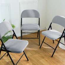 Folding Dining Chair Seat And Back Cover Set Solid Color Jacquard Stretch Chair Slipcover Home Decoration