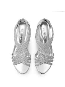 Women's Wedge Sandals Open Toe Rhinestone Fashion Comfortable For Party Wedding Dress Summer Shoes - Bạc-PAT - Xem 9