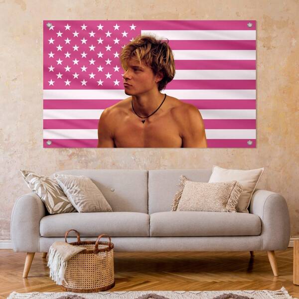 1pc 3x5ft Tapestry JJ Wall Hanging Banner Funny Tapestry Pink American Flag Poster For College Dorm Cave Bedroom Living Room Office Party Home Decoration Aesthetic Room Decor, Perfect Gift For Women, Best Friend, Fan Gift, Birthday Gift, Home Decor, Room Decor Birthday Decorations Wedding Decor Party Decor Gifts Graduation Party Gifts Home Decors Party Decorations