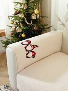 1 Pc Gnomes Christmas Decorations Sofa Cover, Thickened Warmly Sherpa Fleece Couch Cover Sofa Slipcover For Living Room Decor