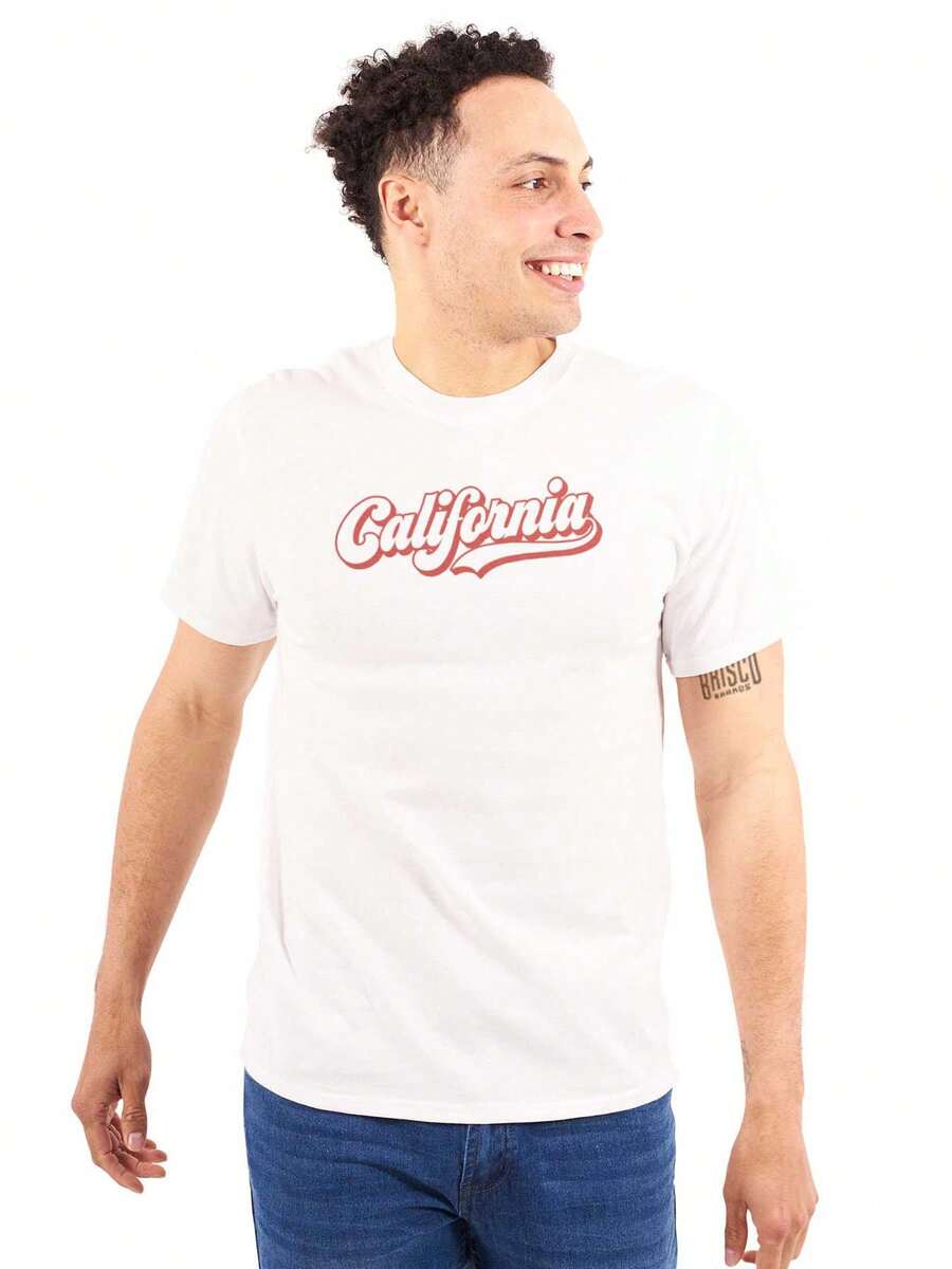 California Graphic Tee Shirt Cool Varsity Athletic CA USA State Hometown Travel Vacation Tourist Souvenir Casual Everyday Cotton Printed Short Sleeve Crewneck Tshirt Brisco Brands