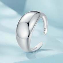 1 Pc 925 Sterling Silver Chunky Rings For Women Adjustable Bold Thick Statement Rings Fine Jewelry Minimalist Rings Gift - Silver - View 9