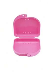 Estuche de almacenamiento para retenedores dentales ortodónticos con patrón de flores rosas y letras blancas de la A a la Z, contenedor para protector bucal, estuche para dentaduras, caja ventilada para aparatos de ortodoncia, caja para retenedores, caja de almacenamiento dental, caja para colocación de dentaduras, seguro y fácil de usar, suministros para el hogar, la oficina y el dormitorio, artículos de almacenamiento doméstico, fácil de transportar