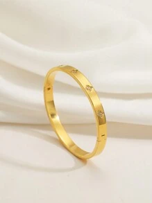 Vòng tay Cubic Zirconia nhiều màu chống thấm nước bằng thép không gỉ, vòng tay mở mạ 18k, trang sức thời trang cho nữ - Vàng - Xem 5