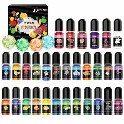 30 色高透明油性环氧树脂颜料套装、5ml UV 树脂/AB 胶通用着色剂、3D 扎染流体艺术染料，适用于 DIY 树脂珠宝铸造、玻璃、流体艺术绘画