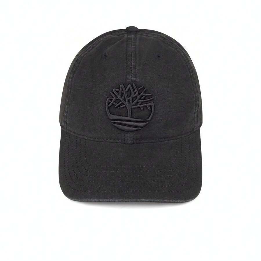 Timberland Gorra de lona para hombre 2024 con logotipo bordado de árbol, visera curva A1E9M-001 - Negro - Ver 1