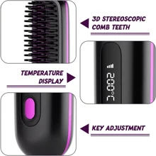 Numoya Portable Straightener Brush-GoBrush PRO, Rechargeable Mini Straightener - Black - View 7