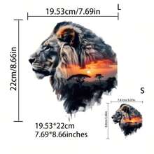 1 件/2 件/3 件狮子日落设计热转印贴片，适用于男士 T 恤、牛仔裤、夹克、背包和服装 - 彩色 - 查看 3