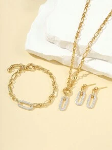 925 纯银 18K 镀金水晶水手和回形针链式手链 - Earrings - 查看 4