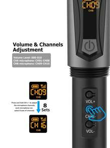 Aveek Wireless Microphones, Karaoke Microphone Rechargeable 2.4GHz (Work 10hs) For Karaoke Machine,Amplifier Speaker,Mixer,Dynamic Mic For Karaoke,Speech,Wedding,,Grey&Red, 2 Packs - màu đen - Xem 5