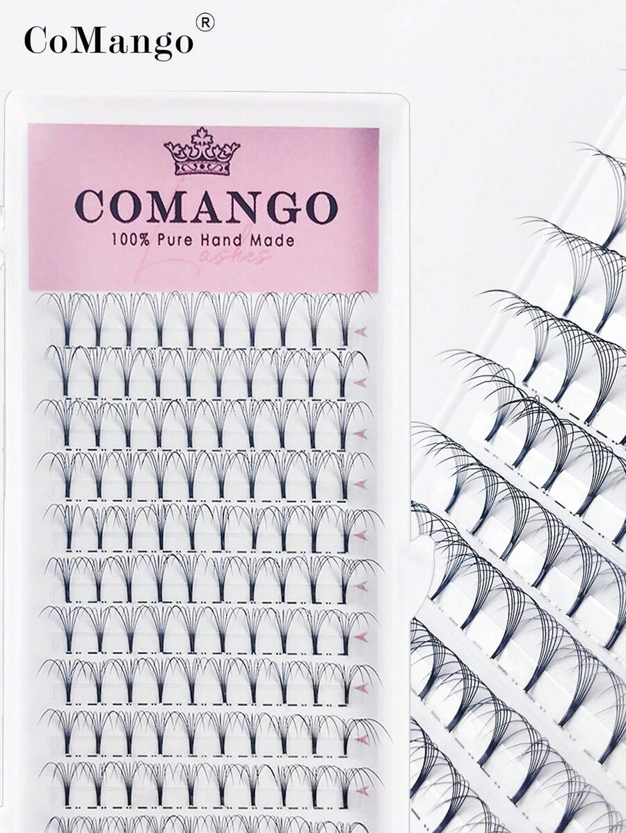 CoMango 120 sợi mi giả D-Curl 6D thân ngắn, dày dặn, 0.07/0.1mm, mi nối kiểu Nga, mi giả lông chồn bản rộng, mi giả bán sỉ, mi giả từng sợi, mi giả, mi giả