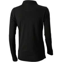 Oakville Long Sleeve Ladies Polo Shirt (Solid Black) - 100% Cotton - Black - View 2