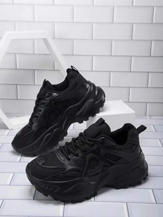 2025 Autumn Women Casual Sneakers, Thick Sole Lace Up Soft Bottom Walking Shoes, Breathable Low Top Running Sports Shoes