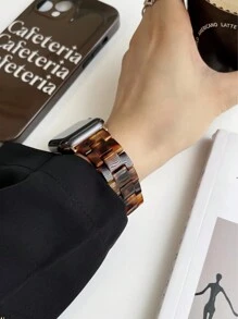 1pc Tesin Tortoiseshell Print Watch Band, Compatible With Apple Watch 40mm Ultra 49mm 44mm 45mm 46mm 41mm 42mm 38mm, Leopard Pattern Wristband, Compatible With Apple Watch Series SE 11 10 9 8 7 6 5 4 3 2 1, Watch Band Accessory (Band Only) - Brown - View 4