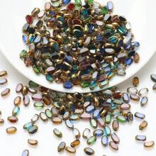 48pcs 4*6mm Colorful Crystal Glass Beads With Gold Trim, Middle Hole, For DIY Crafts, Jewelry Making, Shoes, Accessories, Phone Chain, Necklace, Bracelet, Glasses Chain