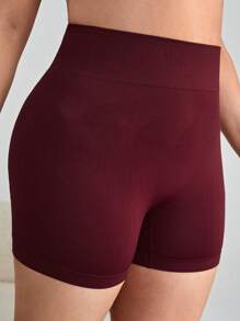 1 件女士腰部塑身无缝塑身裤，收腹，酒红色，加大码 - 酒紅色 - 查看 6