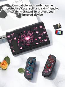 1pc New Switch2 Protective Case (2025), Compatible With Switch2/ Switch OLED/ Switch NS/ Lite, Pink Mesh Heart And Pink Bow Decor Protective Cover/Storage Bag Compatible With Switch Extended Battery Version Console, Scratch-Resistant, Best Gift Compatible With Switch Player - Multicolor - View 8
