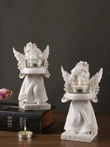 复古欧式天使烛台装饰，美式雕像雕塑小天使女孩书桌摆件，创意家居装饰，浪漫烛光晚餐氛围，适合情人节/婚礼/礼物/客厅/餐厅/酒吧