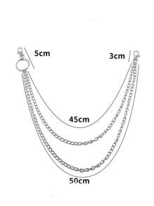 1件嘻哈朋克风金属链条腰带，时尚多层S型链条，适合夏季、秋季、万圣节等场合。 - 銀色 - 查看 7