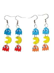 1 对独特迷你怪物设计耳环，可爱时尚彩色亚克力长款卡通耳环，适合女孩 - 彩色 - 查看 5