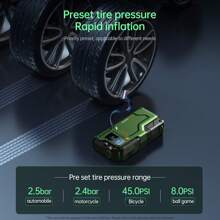 FEATOU Jump Starter With Air Compressor, 6000A 150PSI Battery Jumper Starter Portable, 12V Jump Box Car Battery Jump Starter With Smart Jumper Cables, 3 Modes Flashlight, LCD Display - 橄欖綠 - 查看 6