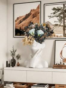 1 件装树脂女性面部花瓶白色花瓶用于装饰，女性面部花瓶艺术，现代装饰花瓶中心装饰品，适用于桌子、架子、客厅、办公室、卧室、小 - 白色 - 查看 13