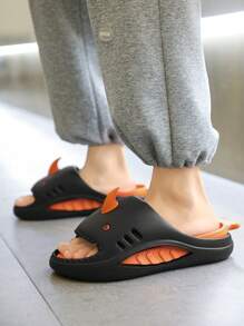 Dép quai ngang Shark Monster, Dép xỏ ngón quai mới, Đế dày chống trượt, nhẹ, không thấm nước, thích hợp cho phòng tắm, ký túc xá, hồ bơi, bãi biển - màu đen - Xem 4
