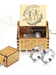 3pz Caja Musical Sophie Y Howl Castillo Ambulante + Anillos - Caqui - Ver 1