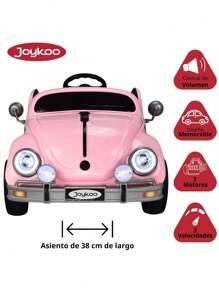 Joykoo Carro a Control Remto Montable para Niños Vocho Electrico luz 12V - Rosa - Ver 3