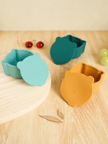 PopLittleOne 1 st. Baby Siliconen Servies Leuke Cartoon Beer Vorm Baby Snack Box Eet Training Babyspullen Draagbare Baby Maaltijd Tray