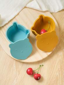 PopLittleOne 1 st. Baby Siliconen Servies Leuke Cartoon Beer Vorm Baby Snack Box Eet Training Babyspullen Draagbare Baby Maaltijd Tray